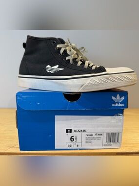 Adidas Originals Nizza Hi Black Canvas Sneakers | Women’s 6.5